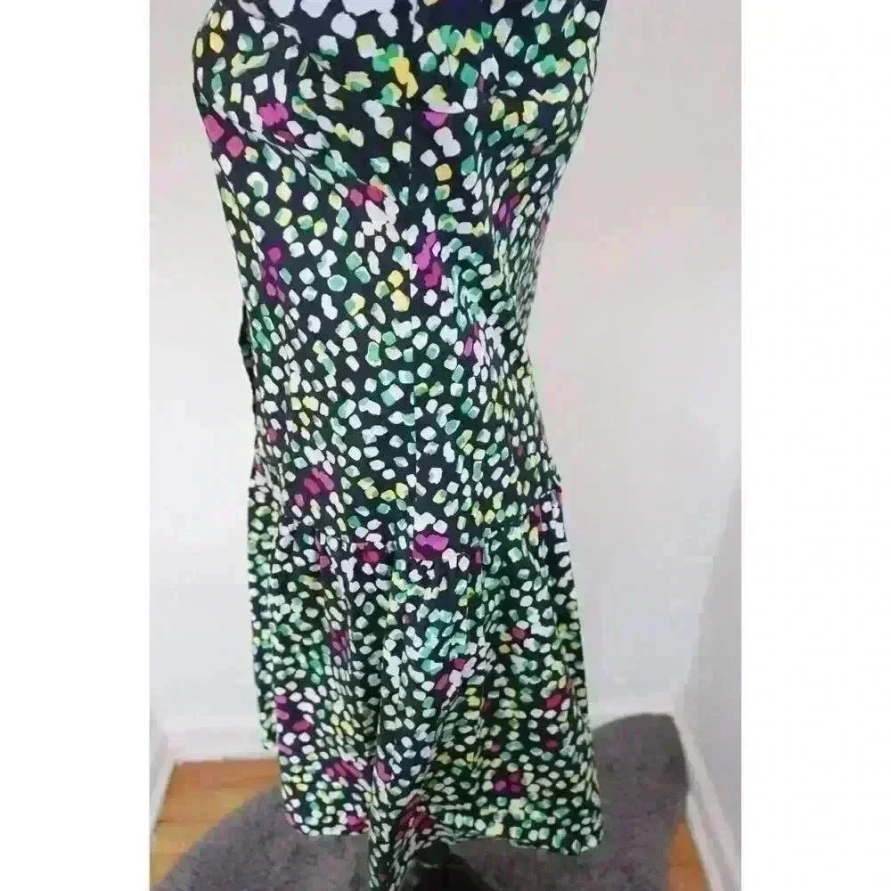 DKNY Drop Waist Printed Cotton Poplin Shirt Dress - Size 10 - Picture 9 of 16
